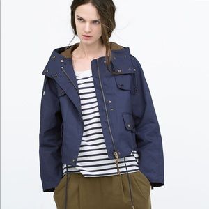 Zara technical short jacket with pockets - Navy